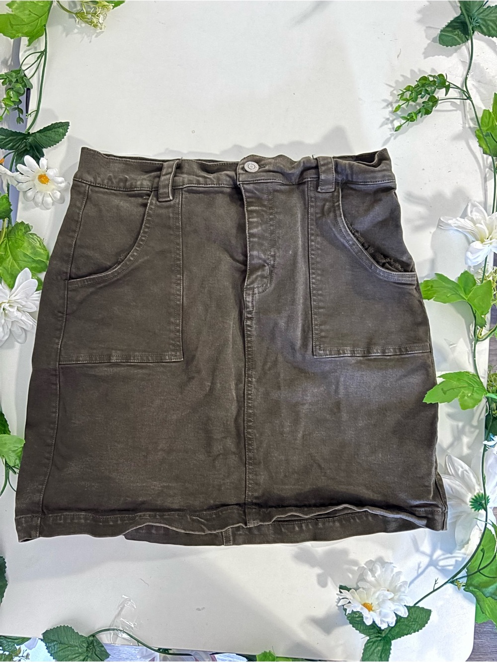 Y2K Dynamite Mini Utility Skirt in Washed Black Denim Size Large